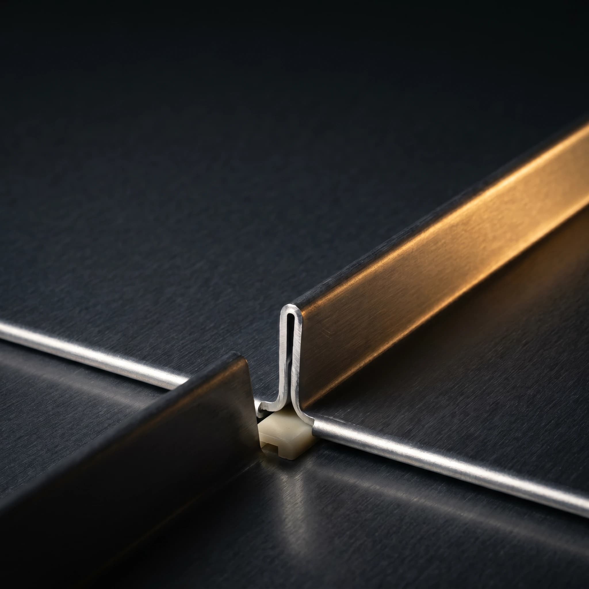 Matte textures finish swatch on Riverclack standing-seam aluminium